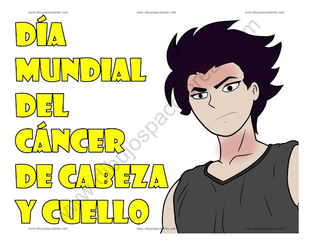 Día Mundial del Cáncer de Cabeza y Cuello dibujo a color y para colorear